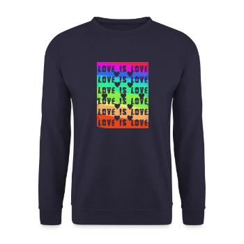 l’amour est l’amour, les cœurs, coloré, arc-en-ciel, l’amour, le rétro - Sweat-shirt Unisexe - marine - Devant - Alina (178cm) & Michal (187cm)