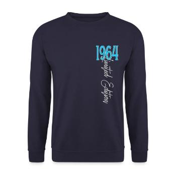 1964 Vintage anniversaire drôles dictons - Sweat-shirt Unisexe - marine - Devant - Alina (178cm) & Michal (187cm)