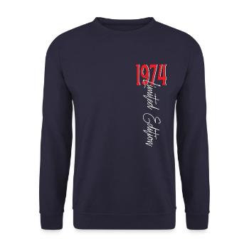 1974 Vintage anniversaire drôles dictons - Sweat-shirt Unisexe - marine - Devant - Alina (178cm) & Michal (187cm)
