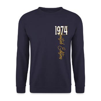 1974 Vintage anniversaire drôles dictons - Sweat-shirt Unisexe - marine - Devant - Alina (178cm) & Michal (187cm)