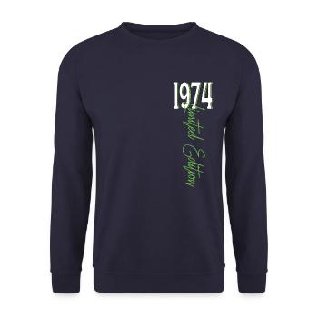 1974 Vintage anniversaire drôles dictons - Sweat-shirt Unisexe - marine - Devant - Alina (178cm) & Michal (187cm)