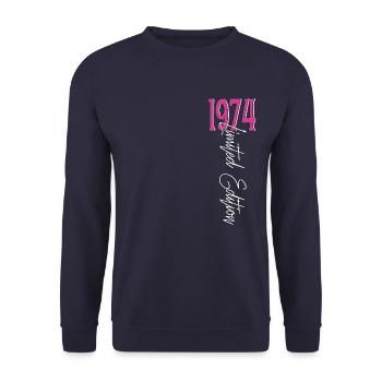 1974 Vintage anniversaire drôles dictons - Sweat-shirt Unisexe - marine - Devant - Alina (178cm) & Michal (187cm)