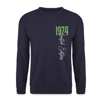 1974 Vintage anniversaire drôles dictons - Sweat-shirt Unisexe - marine - Devant - Alina (178cm) & Michal (187cm)