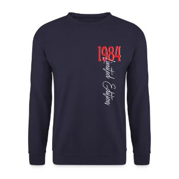1984 Vintage anniversaire drôles dictons - Sweat-shirt Unisexe - marine - Devant - Alina (178cm) & Michal (187cm)