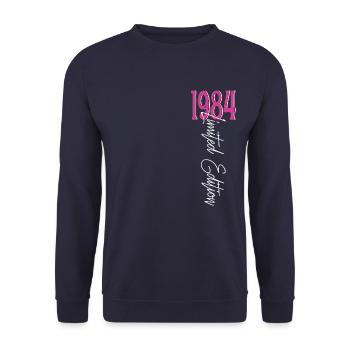 1984 Vintage anniversaire drôles dictons - Sweat-shirt Unisexe - marine - Devant - Alina (178cm) & Michal (187cm)
