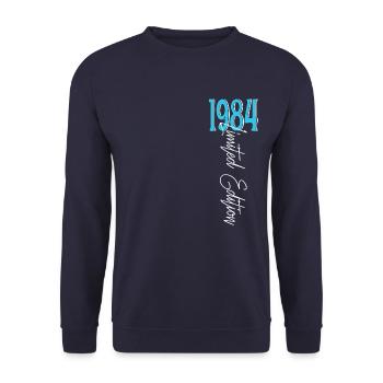 1984 Vintage anniversaire drôles dictons - Sweat-shirt Unisexe - marine - Devant - Alina (178cm) & Michal (187cm)