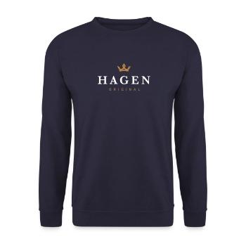 Hagen Original Family Logo - Unisex Sweatshirt - navy - Front - Alina (178cm) & Michal (187cm)