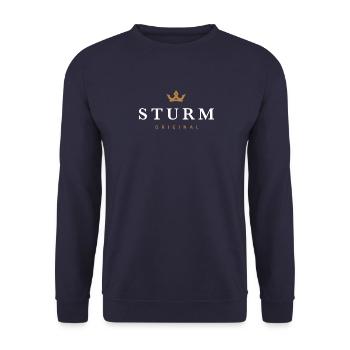 Sturm Original Familienlogo - Unisex Pullover - Navy - Vorne - Alina (178cm) & Michal (187cm)