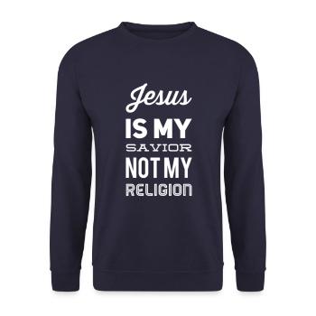 Jesus Is My Savior Not My Religion - Unisex Sweatshirt - navy - Front - Alina (178cm) & Michal (187cm)