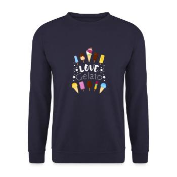 Love-Gelato-Font-weiss - Unisex Pullover - Navy - Vorne - Alina (178cm) & Michal (187cm)
