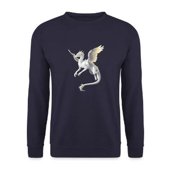 Weißer Drache - Unisex Pullover - Navy - Vorne - Alina (178cm) & Michal (187cm)