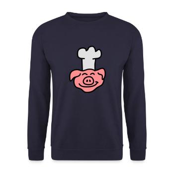 Pig Chef Head - Unisex Sweatshirt - navy - Front - Alina (178cm) & Michal (187cm)
