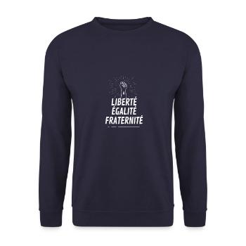 Liberté, égalité, fraternité - Sweat-shirt Unisexe - marine - Devant - Alina (178cm) & Michal (187cm)