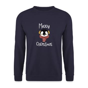 Weihnachtspinguin - Unisex Pullover - Navy - Vorne - Alina (178cm) & Michal (187cm)