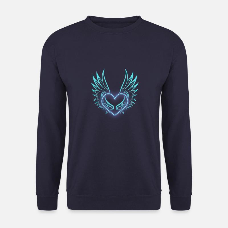 Neon Herz mit Flügel Design - Unisex Pullover - Navy