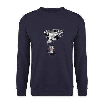 Tornado takes cat fish - Unisex Sweatshirt - navy - Front - Alina (178cm) & Michal (187cm)