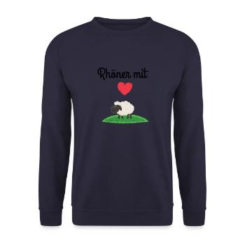 Rhön Schaf Rhönschaf Herz Hessen Wiese Schafe - Unisex Pullover - Navy - Vorne - Alina (178cm) & Michal (187cm)
