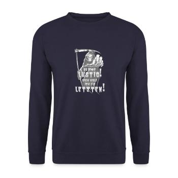 DU BIST LUSTIG - Unisex Pullover - Navy - Vorne - Alina (178cm) & Michal (187cm)