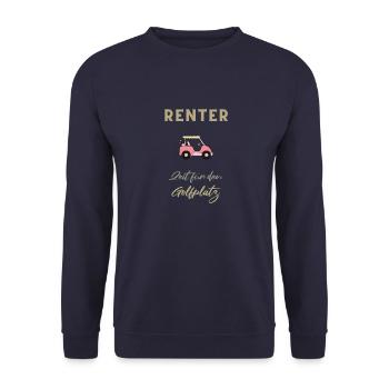 Golf T Shirt Golfspieler Rente Ruhestand - Unisex Pullover - Navy - Vorne - Alina (178cm) & Michal (187cm)