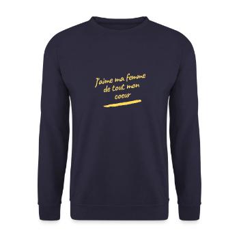 J aime ma femme de tout mon coeur - Sweat-shirt Unisexe - marine - Devant - Alina (178cm) & Michal (187cm)