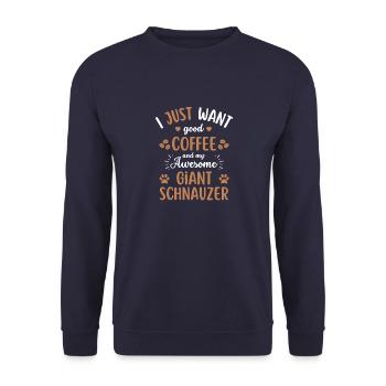 Riesenschnauzer Kaffee Hund Cafe - Unisex Pullover - Navy - Vorne - Alina (178cm) & Michal (187cm)