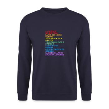 Droit des femmes, des hommes et d'aimer - Sweat-shirt Unisexe - marine - Devant - Alina (178cm) & Michal (187cm)