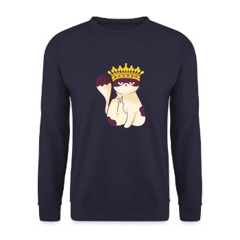 Cat Crown Peace Angry Sweet Grumpy - Unisex Sweatshirt - navy - Front - Alina (178cm) & Michal (187cm)