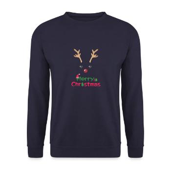 Reindeer Merry Christmas Merry Christmas Design - Unisex Sweatshirt - navy - Front - Alina (178cm) & Michal (187cm)