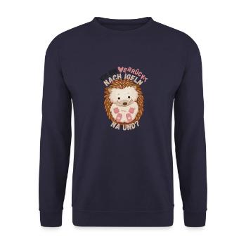 Ich bin verrück nach Igeln - für Igelfreunde - Unisex Pullover - Navy - Vorne - Alina (178cm) & Michal (187cm)