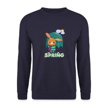 Printemps | Lapin de Pâques | Joyeuses Pâques | Illustration - Sweat-shirt Unisexe - marine - Devant - Alina (178cm) & Michal (187cm)