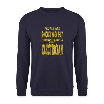 drôle de citation électricien humour artisanat café - Sweat-shirt Unisexe - marine - Devant - Alina (178cm) & Michal (187cm)