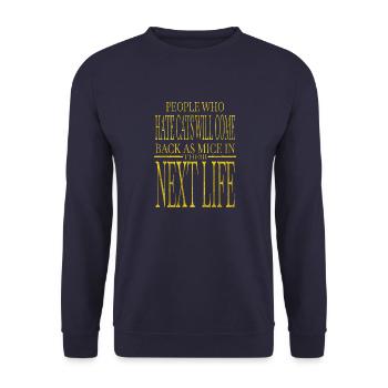 avocados cool persian cat humor geek - Unisex Pullover - Navy - Vorne - Alina (178cm) & Michal (187cm)