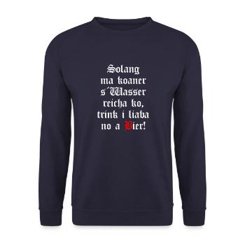 Solange mir keiner das Wasser reichen kann Bier - Unisex Pullover - Navy - Vorne - Alina (178cm) & Michal (187cm)