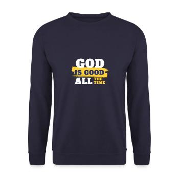 God is good all the time - Unisex Pullover - Navy - Vorne - Alina (178cm) & Michal (187cm)