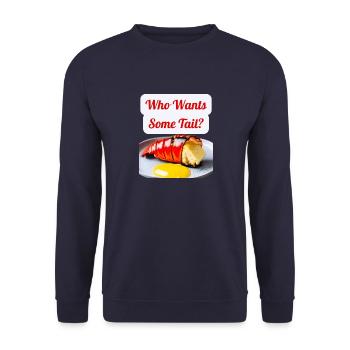 Lustiges Design "Wer will schon einen Schwanz?" - Unisex Pullover - Navy - Vorne - Alina (178cm) & Michal (187cm)