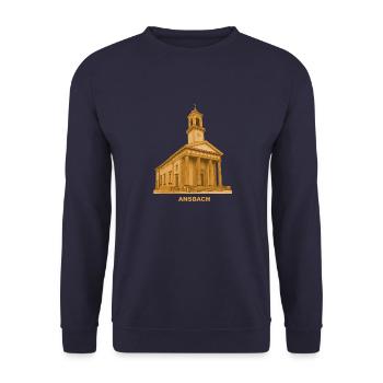 Ansbach, St. Ludwig's Church, Middle Franconia, Bavaria - Unisex Sweatshirt - navy - Front - Alina (178cm) & Michal (187cm)