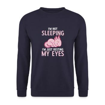 Ich Schlafe Nicht Vintage Ich Ruhe Nur Meine Augen - Unisex Pullover - Navy - Vorne - Alina (178cm) & Michal (187cm)