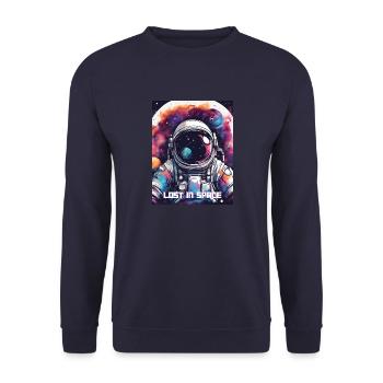 Astronaut Lost in Space - Die Einsamkeit der Unend - Unisex Pullover - Navy - Vorne - Alina (178cm) & Michal (187cm)