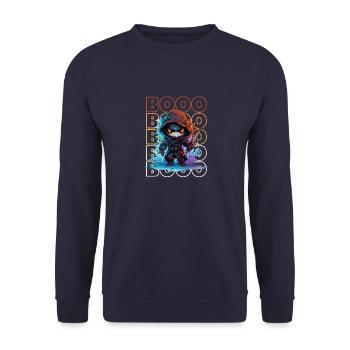 Chibi Swing & Booo! Playful Reaper Tee!" - Unisex Sweatshirt - navy - Front - Alina (178cm) & Michal (187cm)