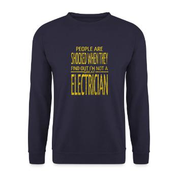 cool light bulb electrician clothing - Unisex Pullover - Navy - Vorne - Alina (178cm) & Michal (187cm)