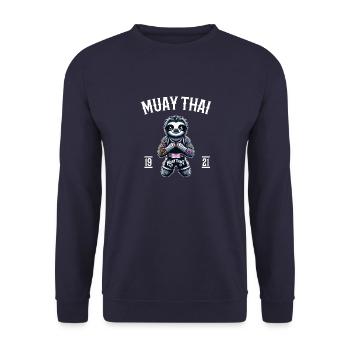 Muay Thai Faultier - Kickboxen und Faultier Thai - Unisex Pullover - Navy - Vorne - Alina (178cm) & Michal (187cm)
