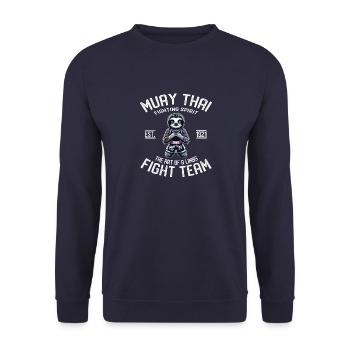 Muay Thai Fight Team Sloth - MMA und Thaiboxen - Unisex Pullover - Navy - Vorne - Alina (178cm) & Michal (187cm)