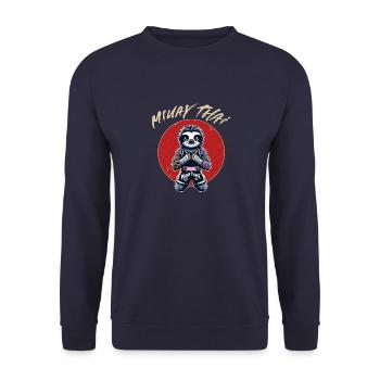 Muay Thai und Thaiboxen Faultier - Unisex Pullover - Navy - Vorne - Alina (178cm) & Michal (187cm)