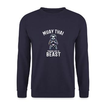 Muay Thai Faultier - Kickboxen und Faultier Thai - Unisex Pullover - Navy - Vorne - Alina (178cm) & Michal (187cm)