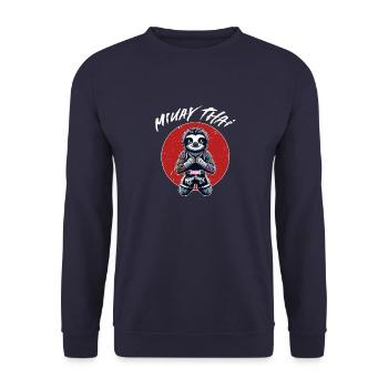 Thaiboxen und Muay Thai Faultier - Unisex Pullover - Navy - Vorne - Alina (178cm) & Michal (187cm)