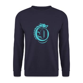 Buchstabe O mit Drache - Unisex Pullover - Navy - Vorne - Alina (178cm) & Michal (187cm)