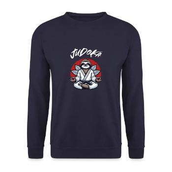 Niedliches Judo-Faultier - Japanischer - Unisex Pullover - Navy - Vorne - Alina (178cm) & Michal (187cm)