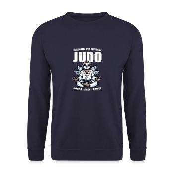 Judo-Faultier - Niedlicher japanischer Judoka - Unisex Pullover - Navy - Vorne - Alina (178cm) & Michal (187cm)