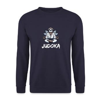 Judoka Faultier Japanische Kampfkunst Judo - Unisex Pullover - Navy - Vorne - Alina (178cm) & Michal (187cm)