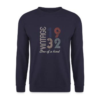92nd Birthday 1932 - Vintage Retro Gift Idea - Unisex Sweatshirt - navy - Front - Alina (178cm) & Michal (187cm)